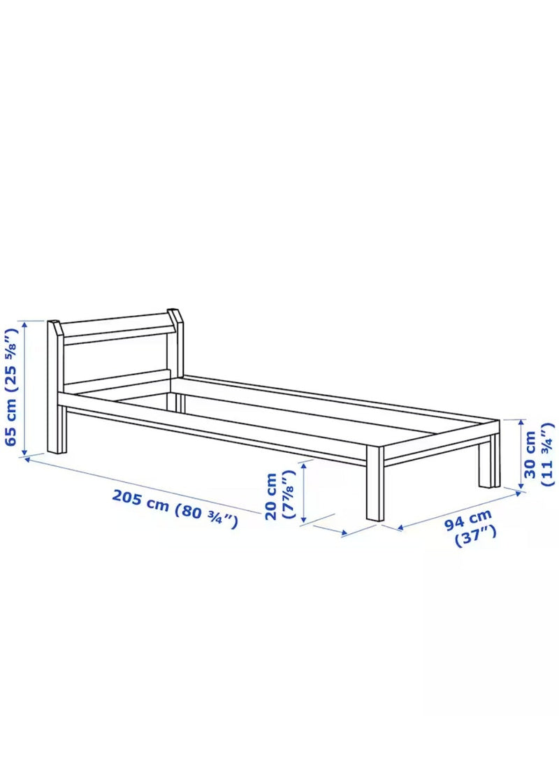Single bed person bed light brown pine bed frame 90x200cm length 205 cm width 94 cm | Bedroom