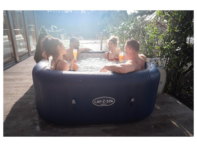 Jacuzzi opblaasbaar wit blauw afmetingen 180 x 71 cm 6 personen  840 liter max warmte 40 graden