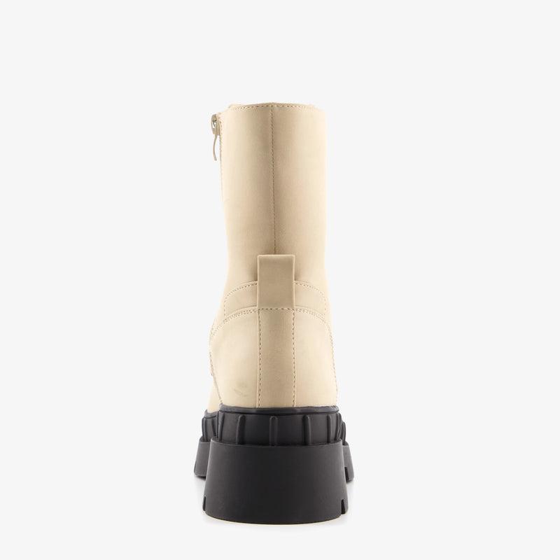 Orléans merk dames hoge boots laarzen met rubberen zool leer beige zwart 37 t/m 42