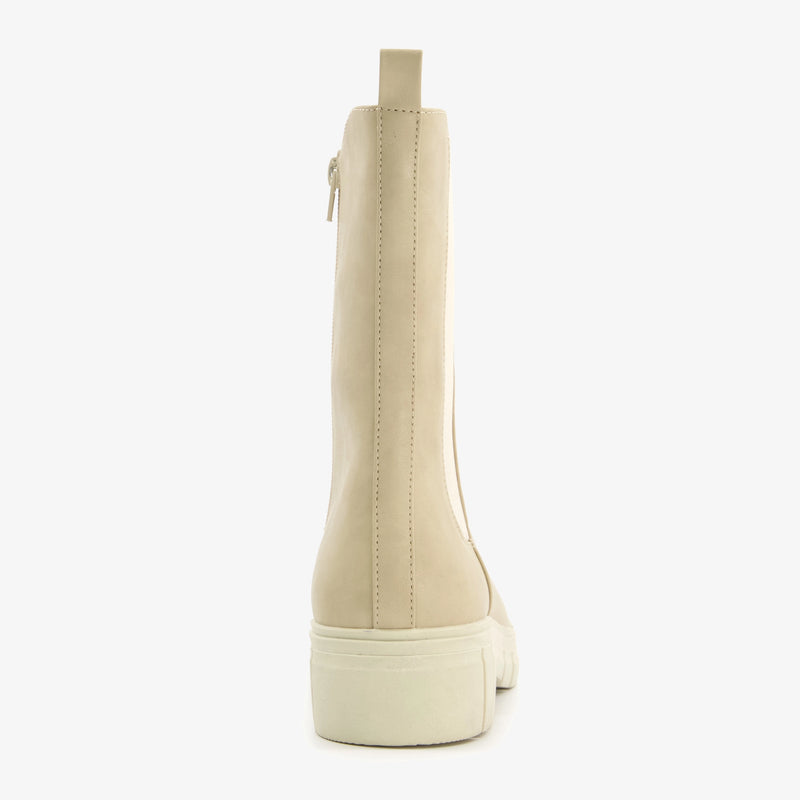 Orléans merk dames hoge boots laarzen met grove zool leer beige zwart 36 t/m 42