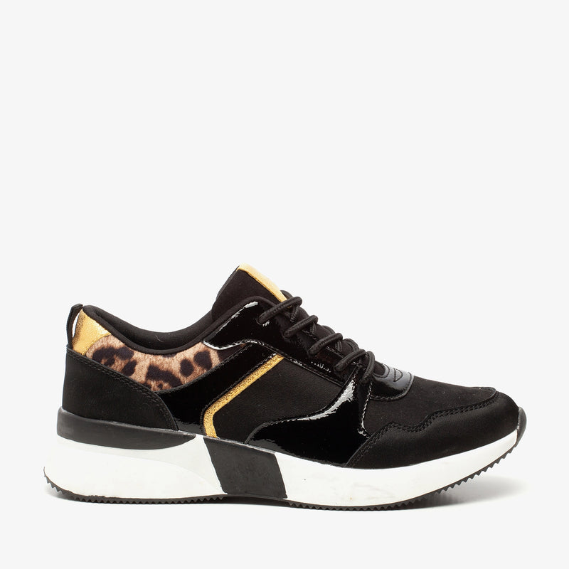 Ollaz ladies sneakers with laces high leopard print black brown white 37 38 39 40 41 42 | women's shoes