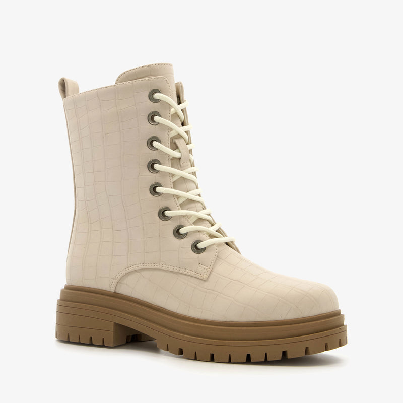 Botas altas de mujer marca Orléans botas con suela resistente piel beige blanco 37 al 42