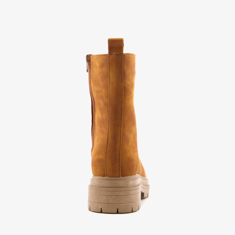 Botas altas de mujer marca Orléans botas con suela resistente piel verde militar negro marrón cognac 37 al 41