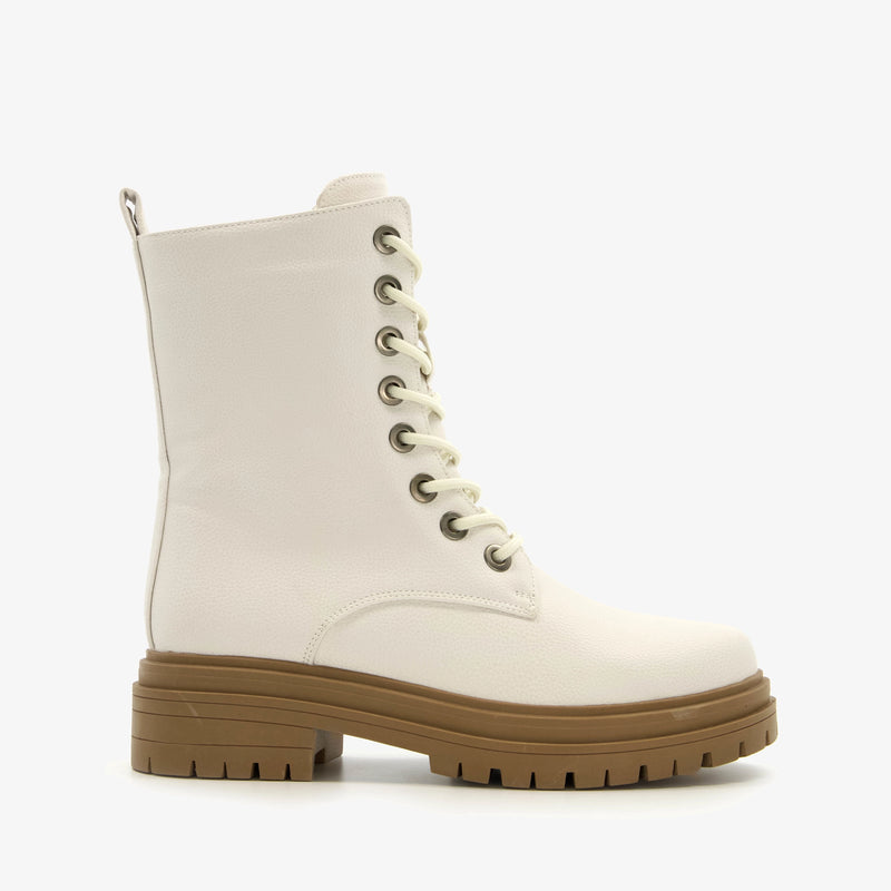 Botas altas de mujer marca Orléans botas con suela resistente piel beige blanco 37 al 42