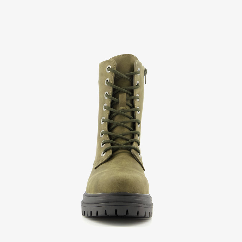 Botas altas de mujer marca Orléans botas con suela resistente piel verde militar negro marrón cognac 37 al 41