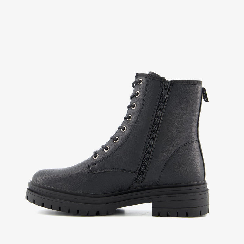 Botas altas de mujer marca Orléans botas zapatos con cordones y suela resistente piel negro 36 al 42