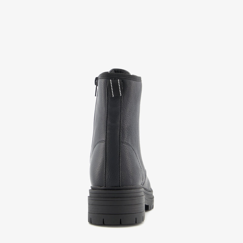 Botas altas de mujer marca Orléans botas zapatos con cordones y suela resistente piel negro 36 al 42