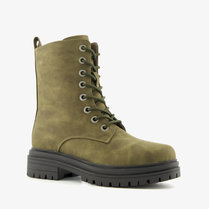 Botas altas de mujer marca Orléans botas con suela resistente piel verde militar negro marrón cognac 37 al 41