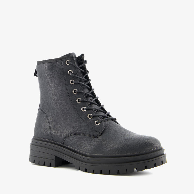 Botas altas de mujer marca Orléans botas zapatos con cordones y suela resistente piel negro 36 al 42