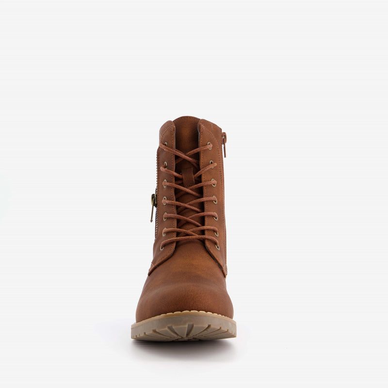 Orléans merk dames hoge boots laarzen veterschoenen met stevige zool leer zwart bruin cognac 37 t/m 41