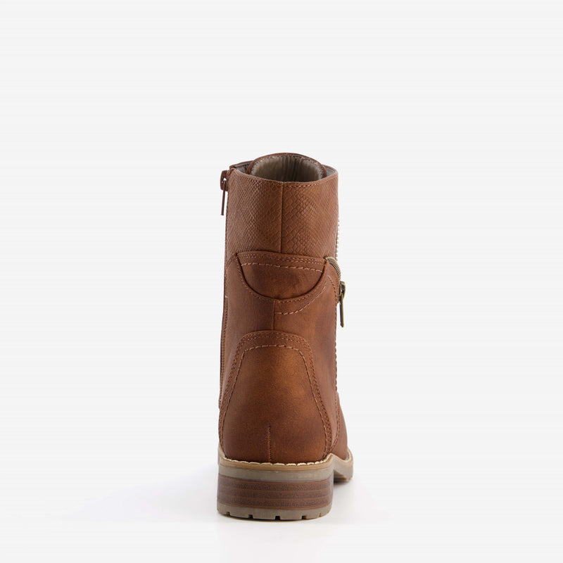 Orléans merk dames hoge boots laarzen veterschoenen met stevige zool leer zwart bruin cognac 37 t/m 41