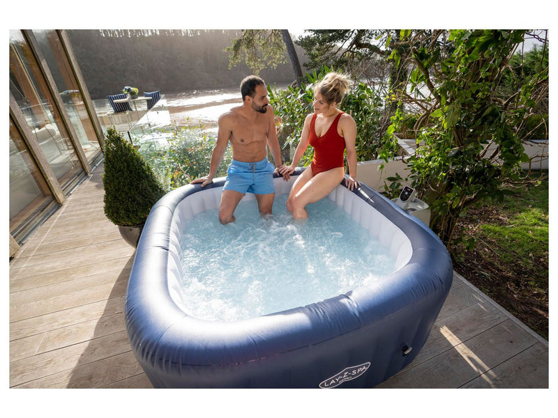 Jacuzzi inflable para exterior e interior blanco azul dimensiones 180 x 71 cm 6 personas 840 litros calor máximo 40 grados 