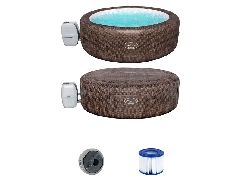 Jacuzzi opblaasbaar wit bruin afmetingen 216 x 71 cm 6 personen 1190 liter max warmte 40 graden