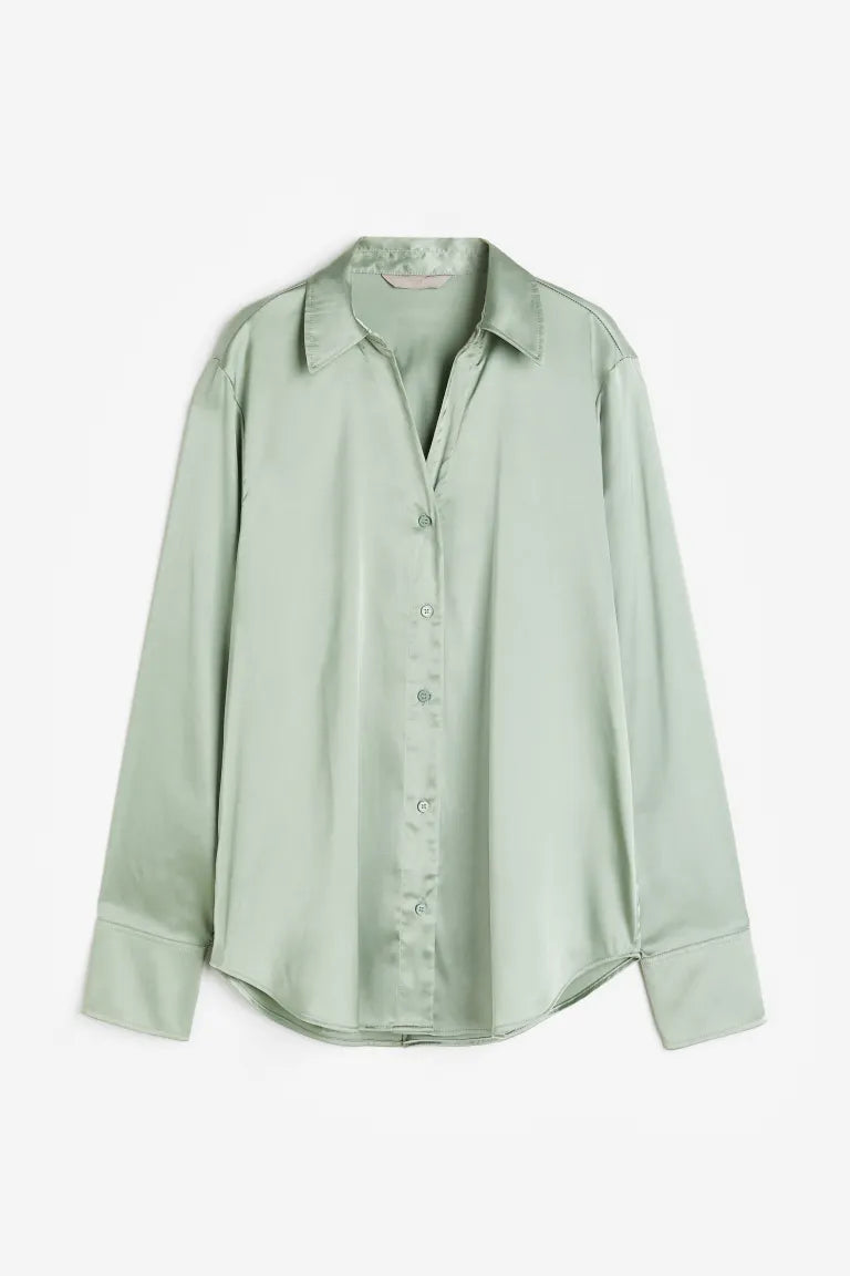 Dames Blouse overhemd zwart roomwit lichtroze lichtblauw lichtgroen kakigroen gestreept xs s m l xl xxl