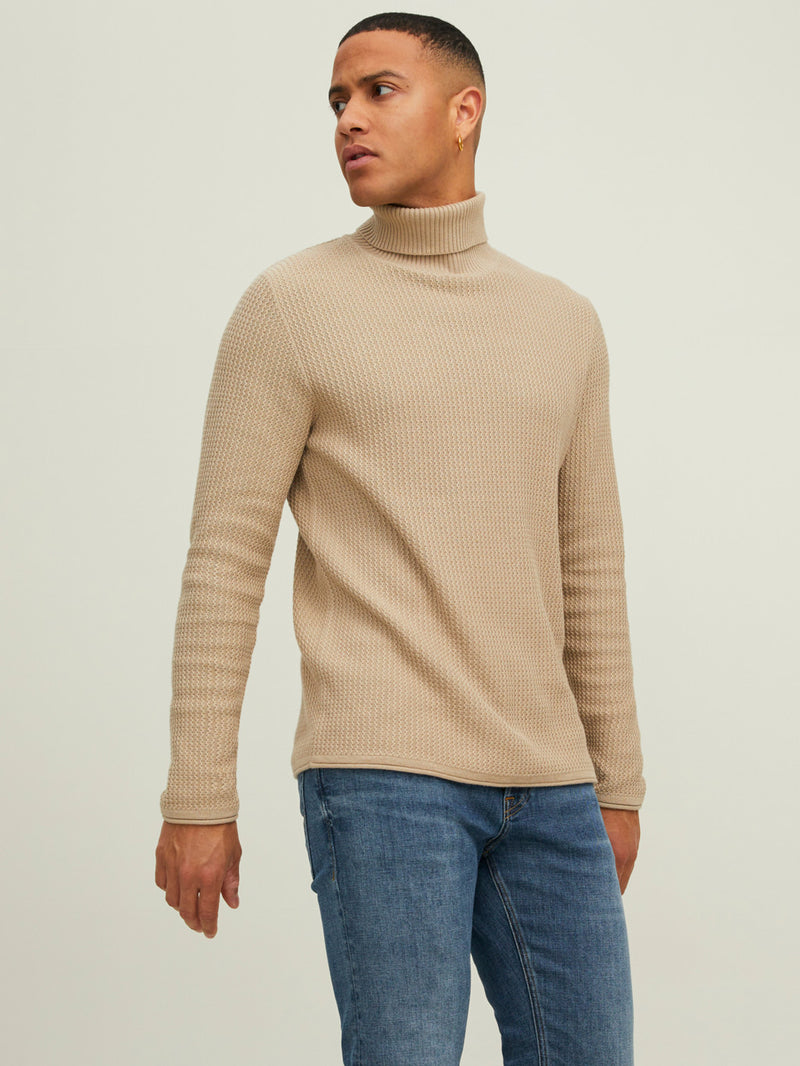 Suéter de cuello alto de punto para hombre de la marca Course con capucha y cuello alto suéter con cuello de embudo beige azul xs sml xl xxl